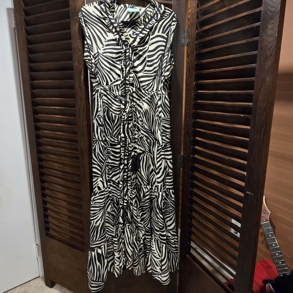 True Destinations Zebra Print Sleeveless Maxi Dress